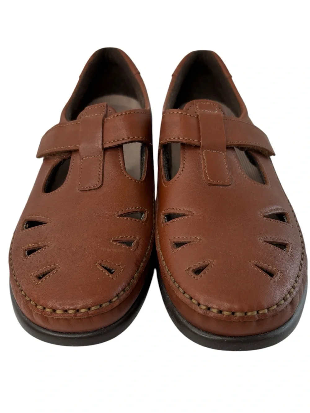 SAS Roamer Tripad Comfort Mary Jane Womens Shoe Sz 9 SLIM Brown Leather T Strap